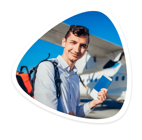 Estudiante de intercambio en aeropuerto